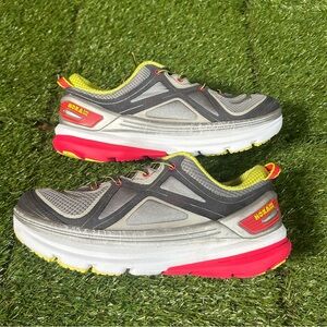 Hoka One One Womens Running Walking Sneakers Salmon Lime Silver W8.5